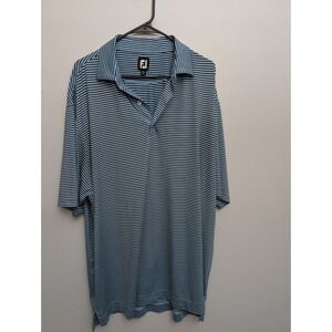 A2 Footjoy FJ Men's Light Blue & Navy Striped Golf Shirt Polo Size XXL Foot Joy
